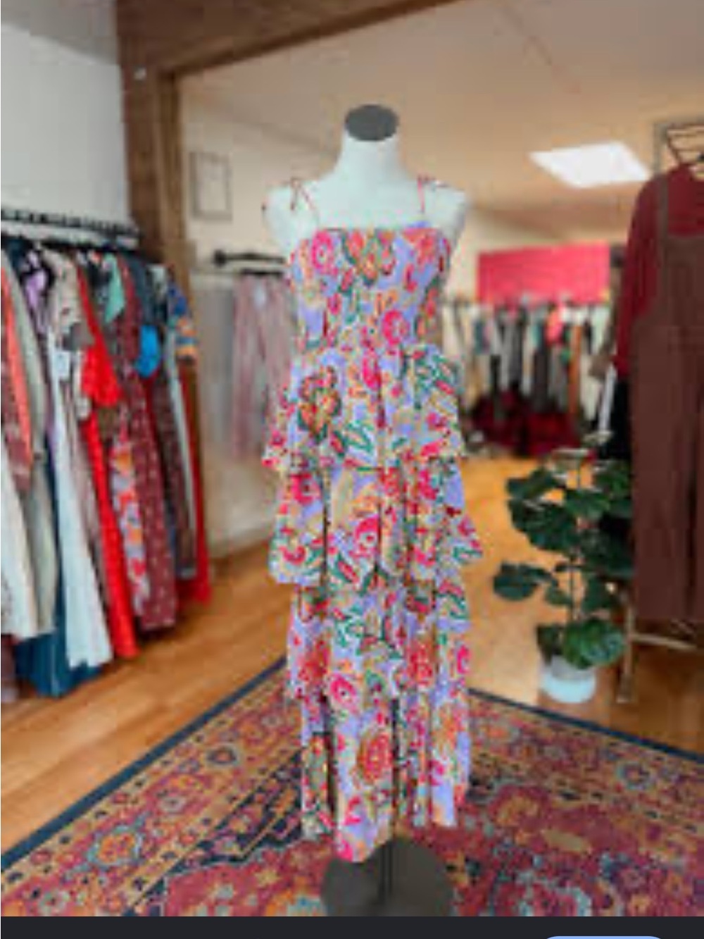 C & V Tiered Floral Maxi Sundress in Pink and Multicolor